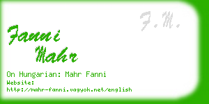 fanni mahr business card